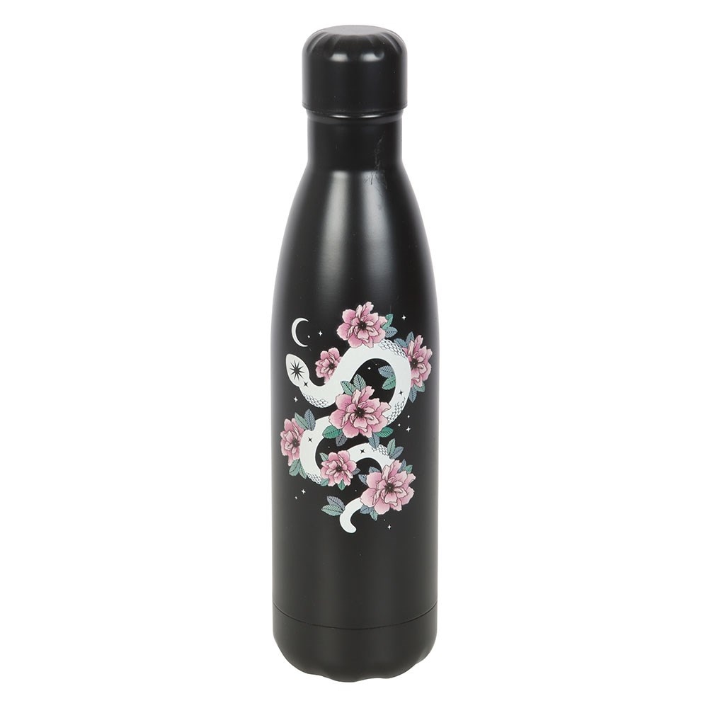 Something Different - Floral Snake Metal Waterfles - Zwart